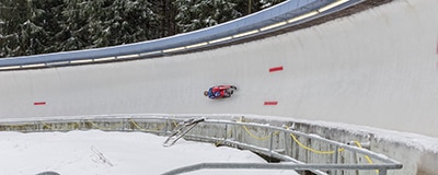 Team USA Luge speeding down the track