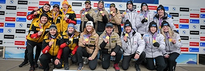 Team USA Luge on the medal stand