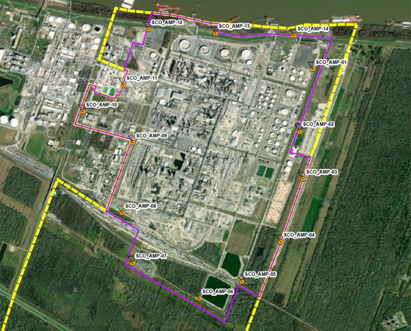 Map of monitoring locations at Hahnville site