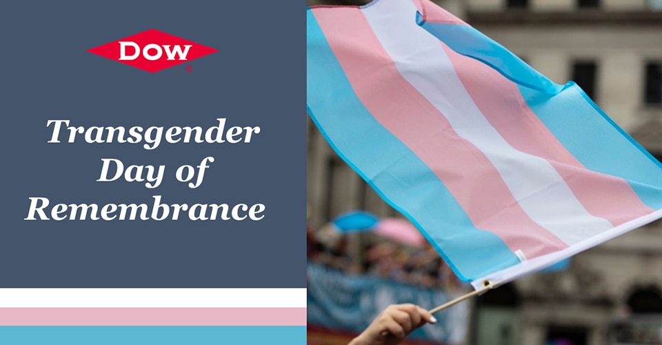 Transgender Remembrance Day graphic with flag