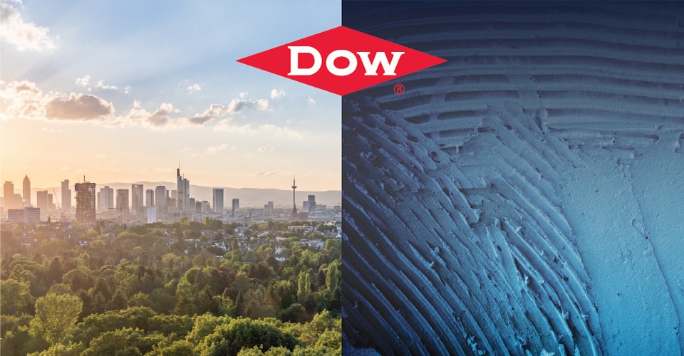 graphic showing Dow Diamond with city skyline and a textured background