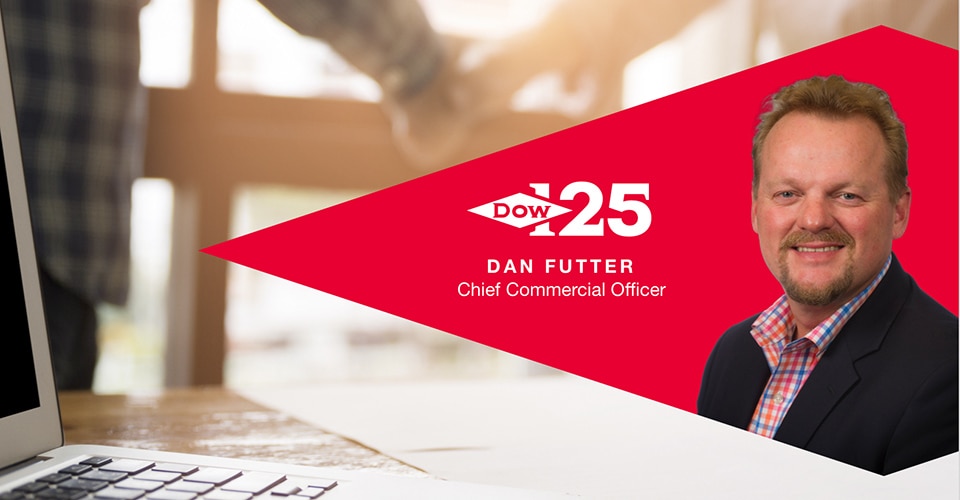 Dow 125 graphic featuring Chief Commercial Officer Dan Futter