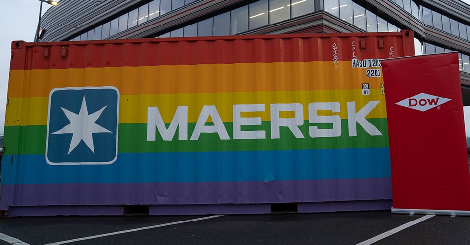 The Maersk rainbow container at Dow Benelux