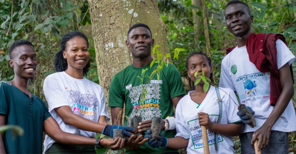 Volunteers at a tree planting project led by Green Futures initiative - Uganda.