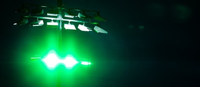 The new Dow Diamond stadium lighting system features color changing capabilities.