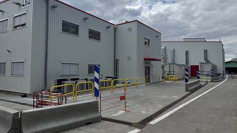 An external view of the finished BLUEWAVE technology facility at the Dow site in Lauterbourg, France