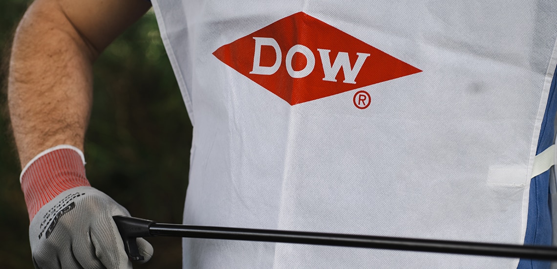 A Dow volunteer cleaning up at a community event