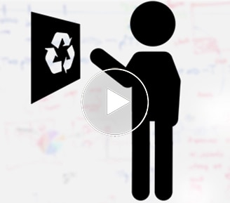 stick figure with recycle sign