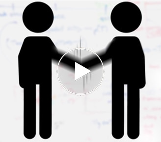 two stick figures shaking hands