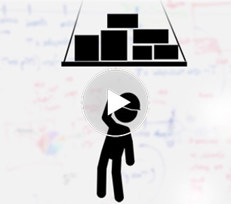 stick figure standing under loaded crane pallet