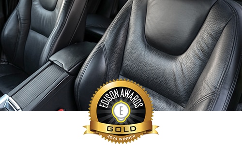 Leather seats with golden badge