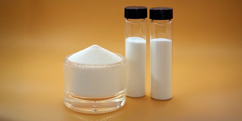 White resin in vials