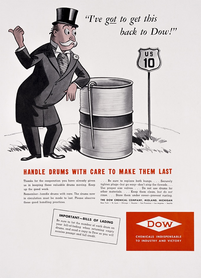 Learn more about 1943 ad on returning empty product barrels