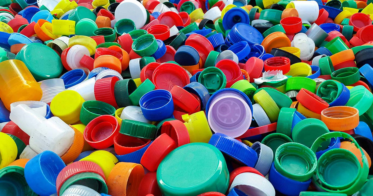 colorful collection of plastic bottle caps