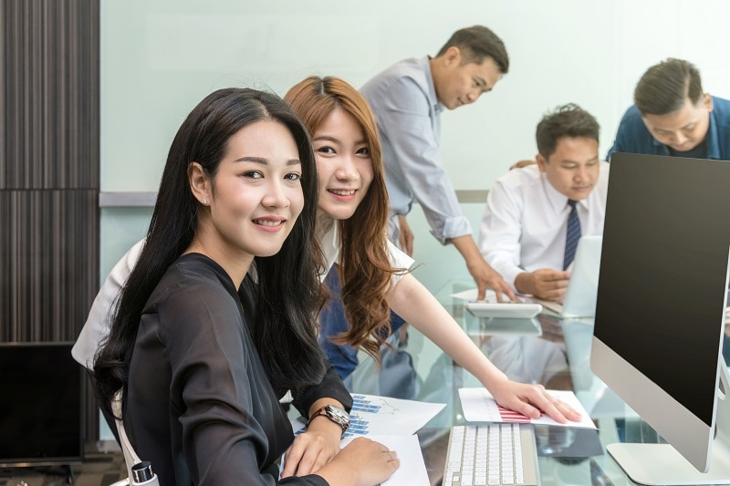 group of asian business people