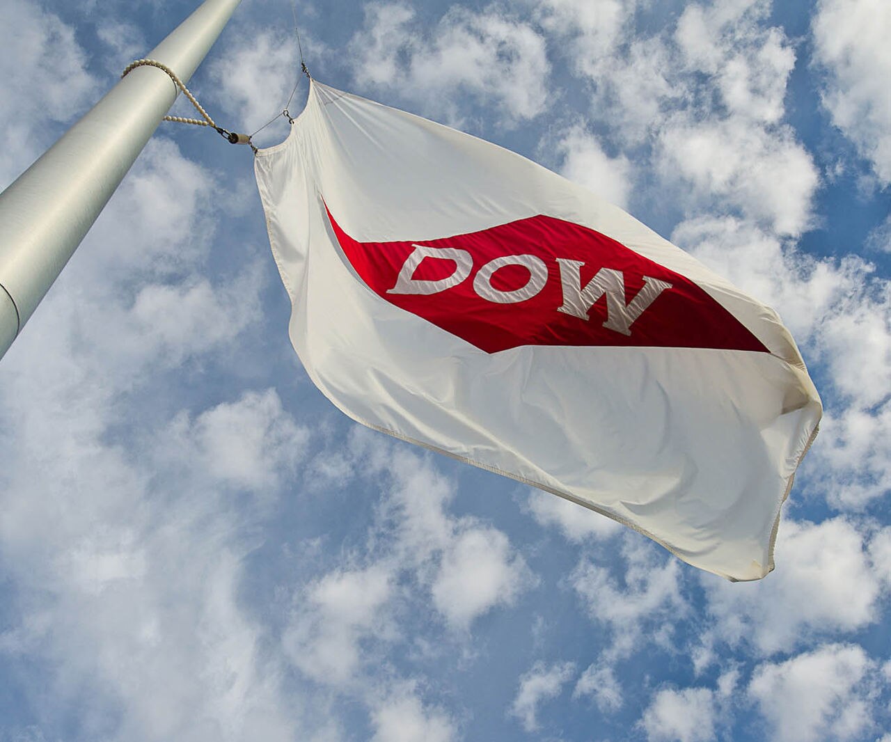 Dow flag blowing in the wind