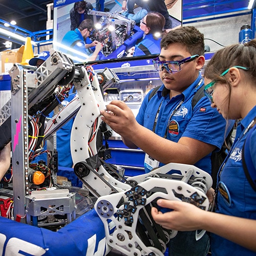 FIRST Robotics students in action