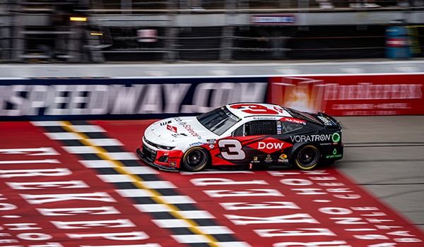 number 3 car crosses the finish line