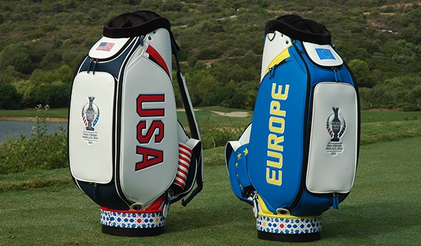 Team USA and Team Europe golf bags