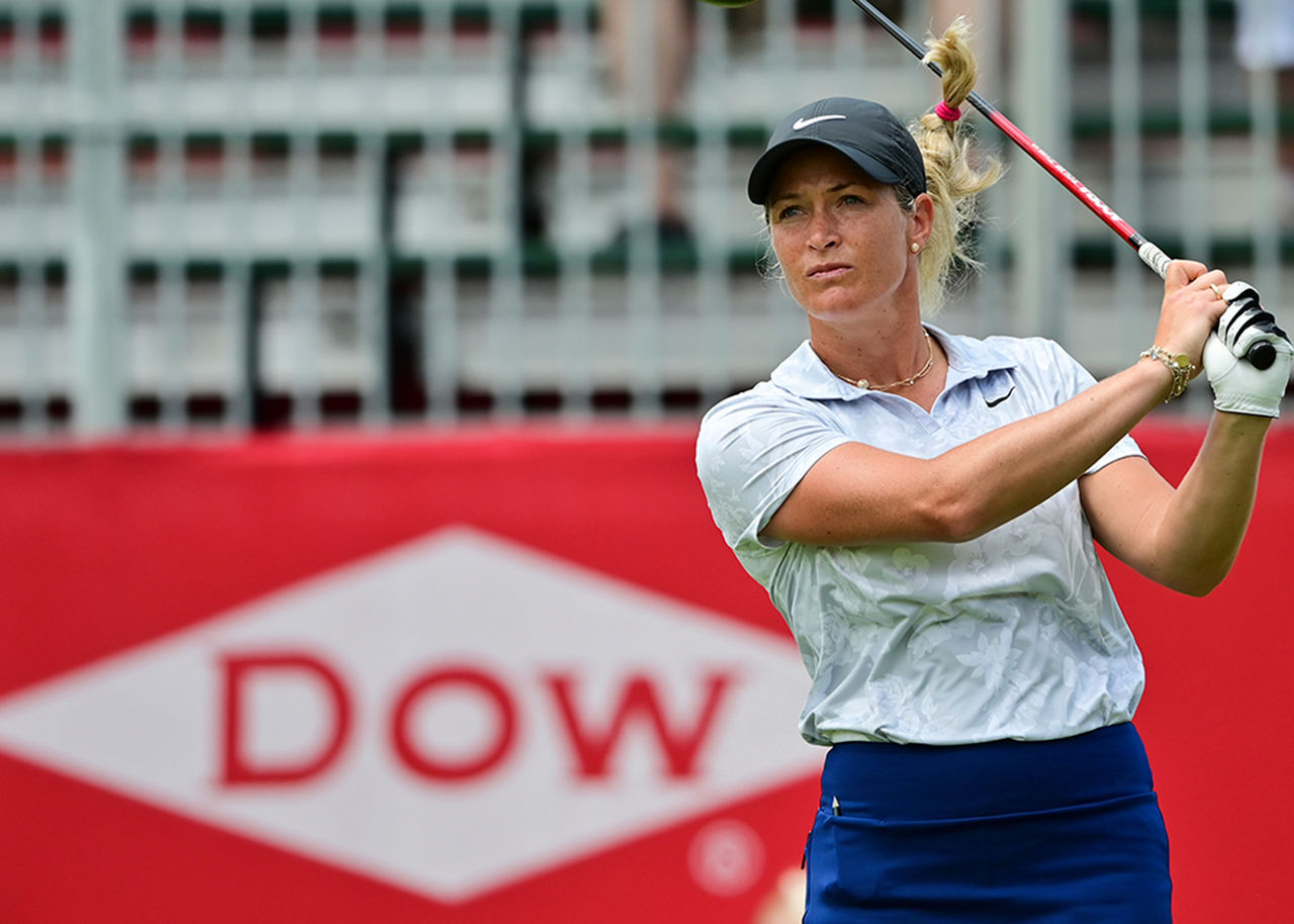 Suzann Pettersen hits a shot at the Dow Championship