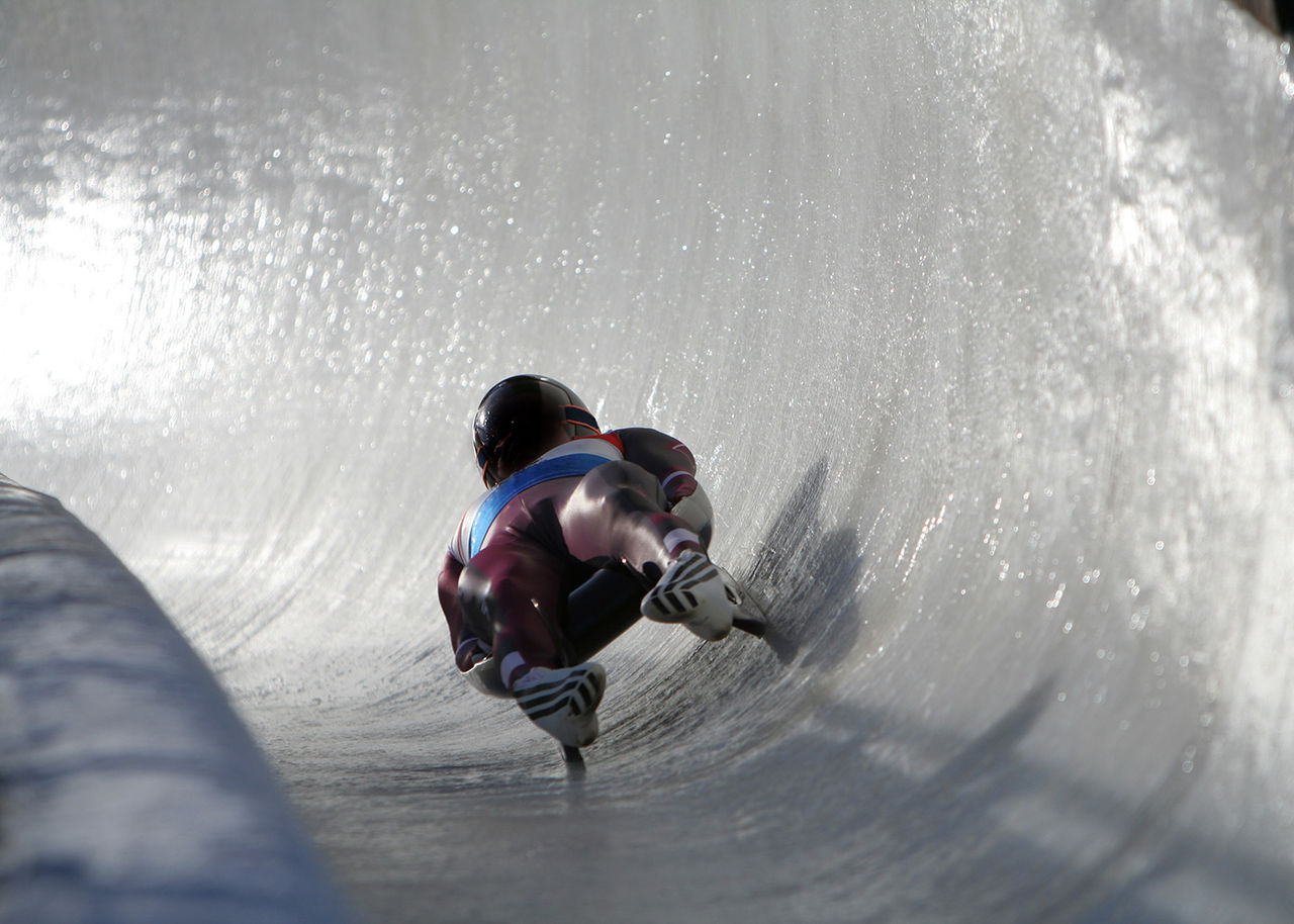 luge rider on the track