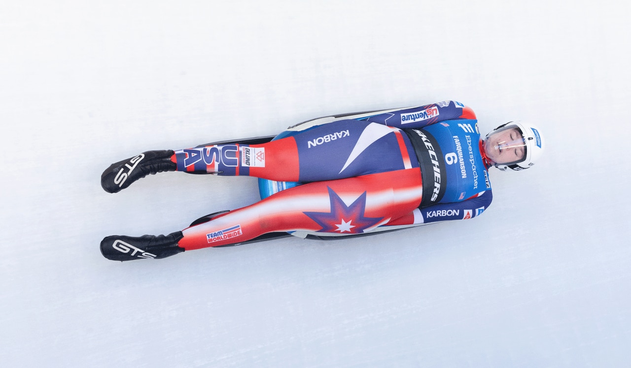 luge rider on the track