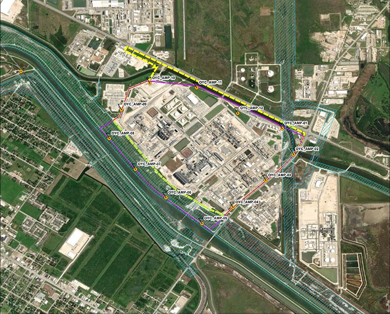 A map of monitoring locations at Freeport Oyster Creek Plant