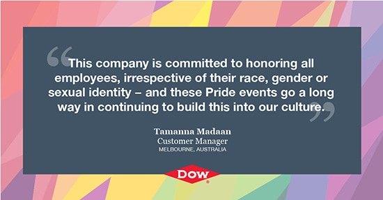 Tamanna Madaan says This company is committed to honoring all employees irrespective of their race gender or sexual identity and these Pride events go a long way in continuing to build this into our culture
