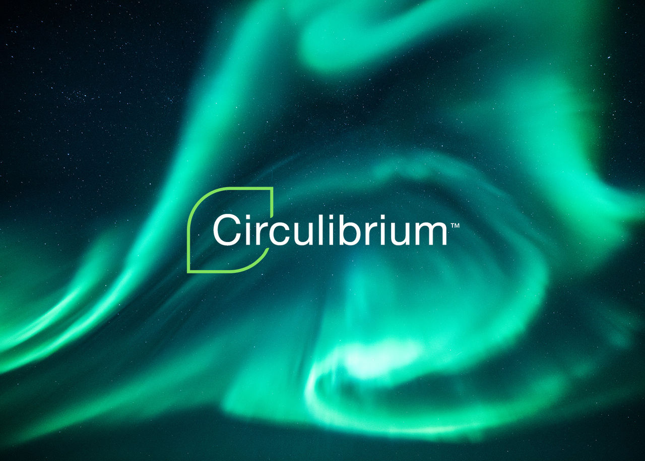 sky with the northern lights and the Circulibrium logo