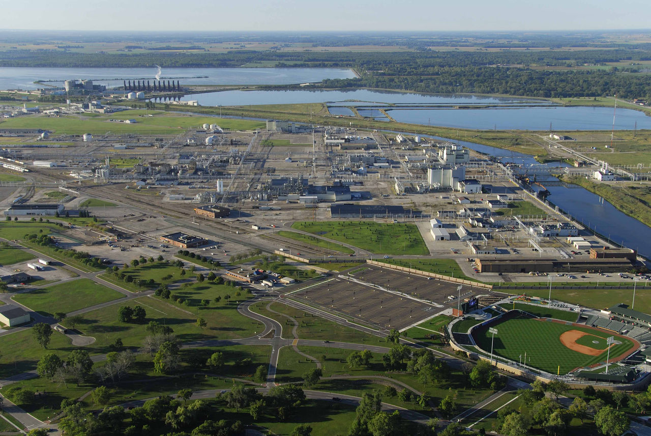 Aerial view of Midland, MI