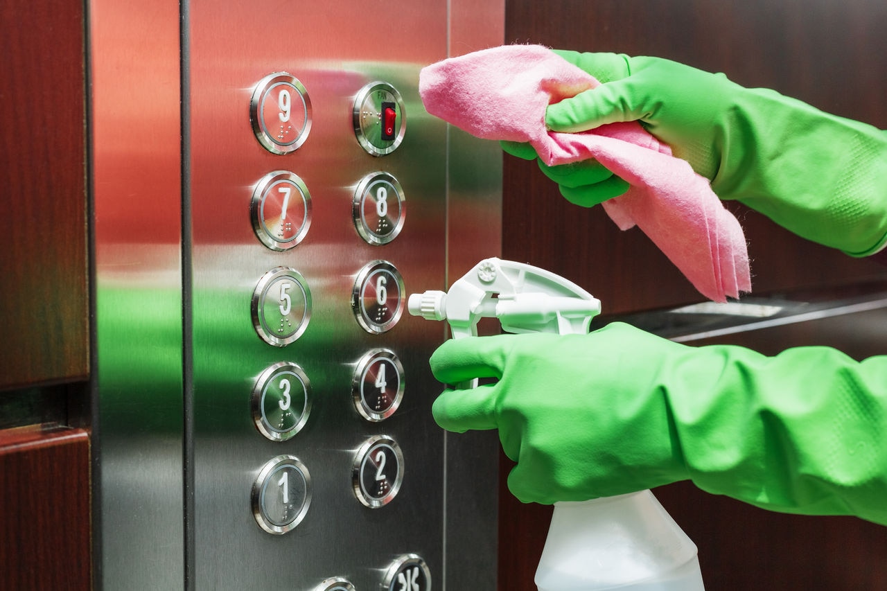 cleaning elevator buttons