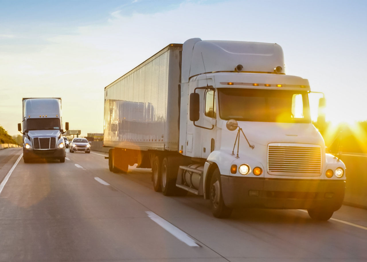 trucks on the highway