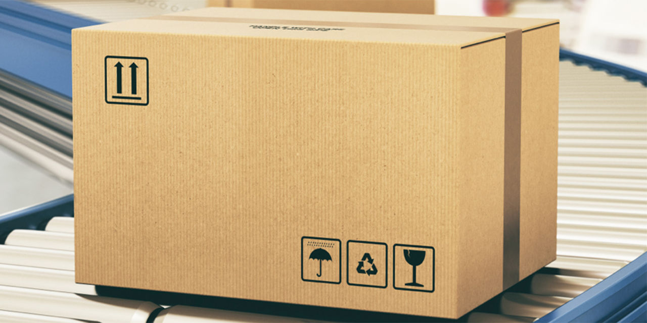 box on a conveyor