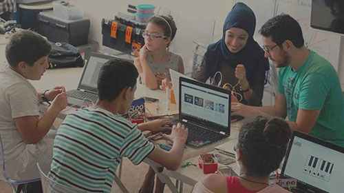 Students and educators take part in STEM education at the STEM Center built in Algeria as part of Dow's partnership with World Learning